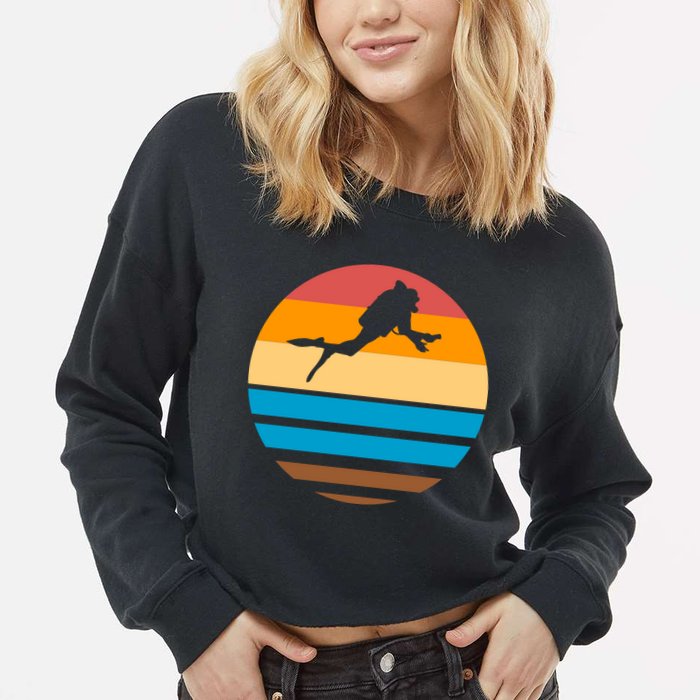 Retro Scuba Diving Cropped Pullover Crew