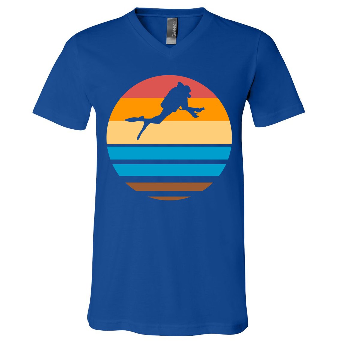 Retro Scuba Diving V-Neck T-Shirt