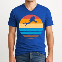 Retro Scuba Diving V-Neck T-Shirt