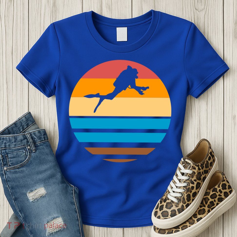 Retro Scuba Diving Womens T-Shirt