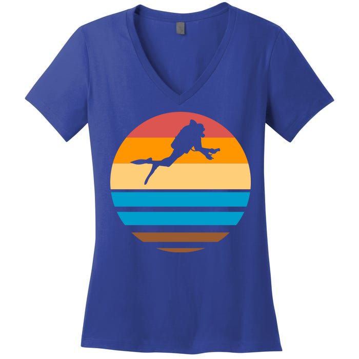 Retro Scuba Diving Women's V-Neck T-Shirt