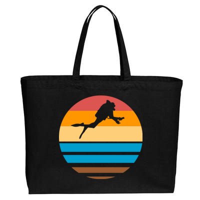 Retro Scuba Diving Cotton Canvas Jumbo Tote