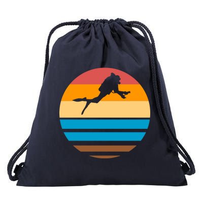 Retro Scuba Diving Drawstring Bag