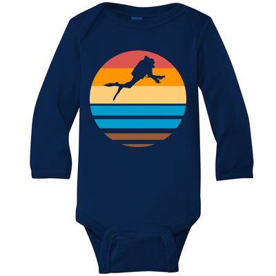 Retro Scuba Diving Baby Long Sleeve Bodysuit