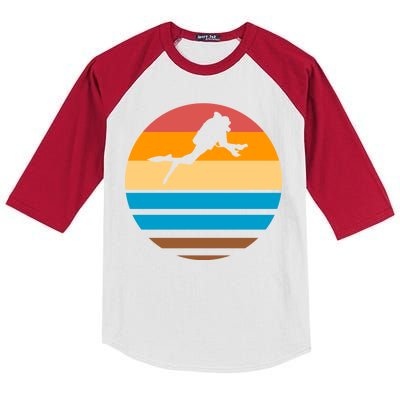 Retro Scuba Diving Kids Colorblock Raglan Jersey