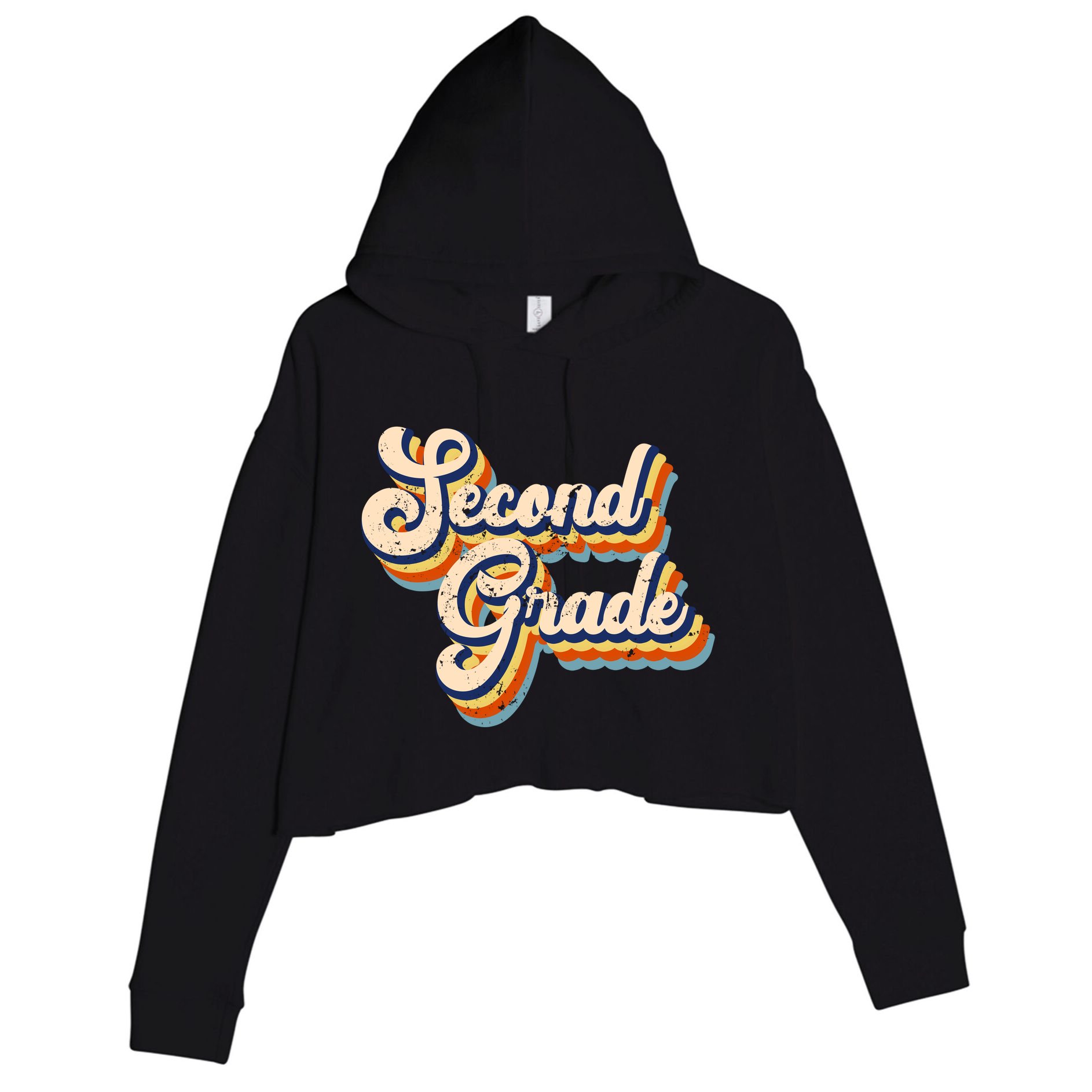 Retro Second Grade Logo Crop Fleece Hoodie