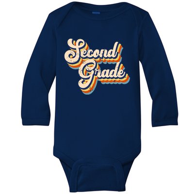 Retro Second Grade Logo Baby Long Sleeve Bodysuit