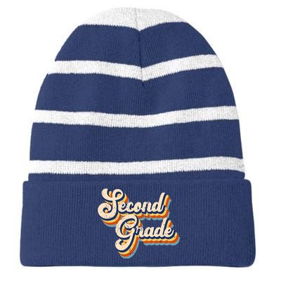 Retro Second Grade Logo Striped Beanie with Solid Band