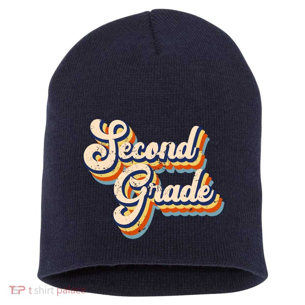 Retro Second Grade Logo Short Acrylic Beanie