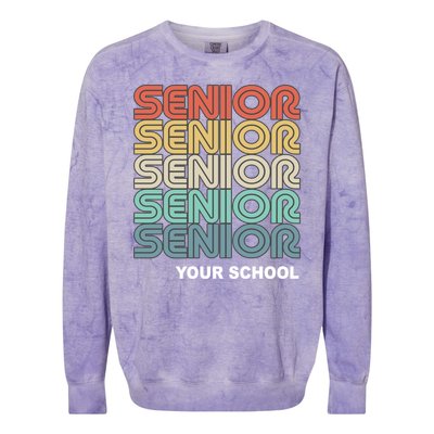 Retro Seniors Graduation Custom School Name Colorblast Crewneck Sweatshirt