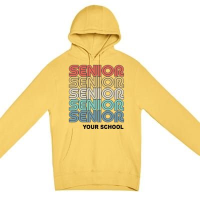 Retro Seniors Graduation Custom School Name Premium Pullover Hoodie