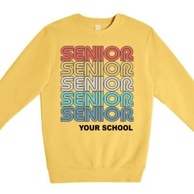 Retro Seniors Graduation Custom School Name Premium Crewneck Sweatshirt