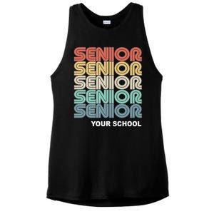 Retro Seniors Graduation Custom School Name Ladies PosiCharge Tri-Blend Wicking Tank