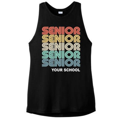 Retro Seniors Graduation Custom School Name Ladies PosiCharge Tri-Blend Wicking Tank