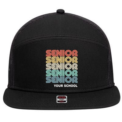 Retro Seniors Graduation Custom School Name 7 Panel Mesh Trucker Snapback Hat