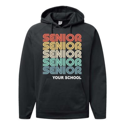 Retro Seniors Graduation Custom School Name Performance Fleece Hoodie