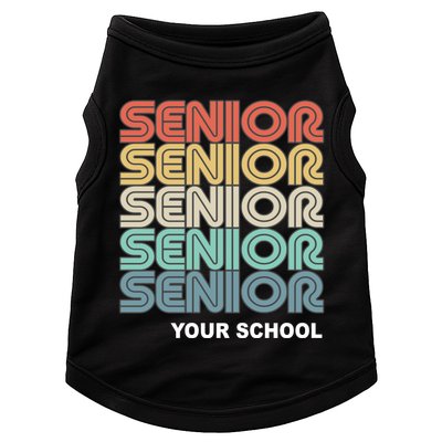 Retro Seniors Graduation Custom School Name Doggie Tank