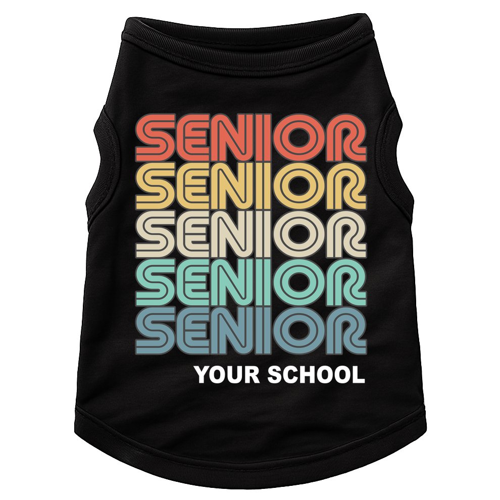 Retro Seniors Graduation Custom School Name Doggie Tank