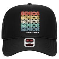 Retro Seniors Graduation Custom School Name High Crown Mesh Back Trucker Hat