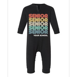 Retro Seniors Graduation Custom School Name Infant Fleece One Piece