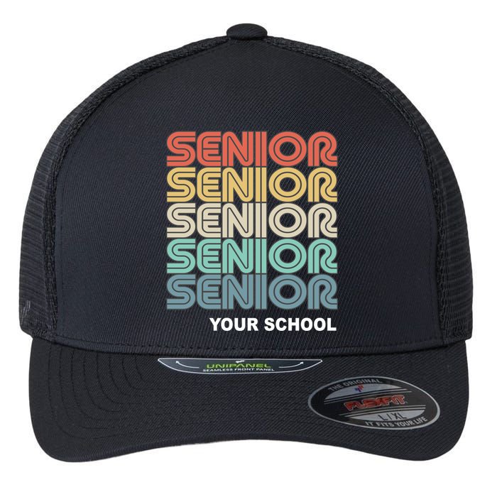 Retro Seniors Graduation Custom School Name Flexfit Unipanel Trucker Cap