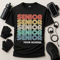 Retro Seniors Graduation Custom School Name Performance Shirt