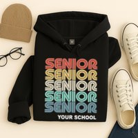 Retro Seniors Graduation Custom School Name Hoodie