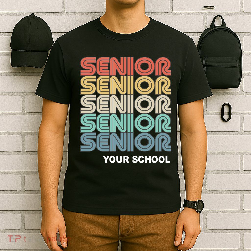 Retro Seniors Graduation Custom School Name T-Shirt