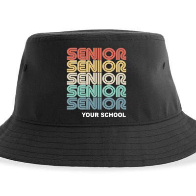 Retro Seniors Graduation Custom School Name Sustainable Bucket Hat