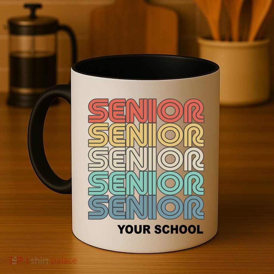 Retro Seniors Graduation Custom School Name Mug