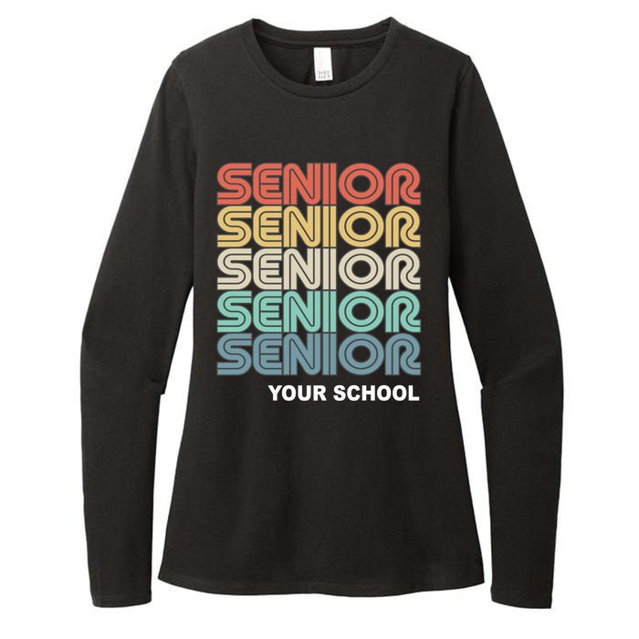 Retro Seniors Graduation Custom School Name Womens CVC Long Sleeve Shirt