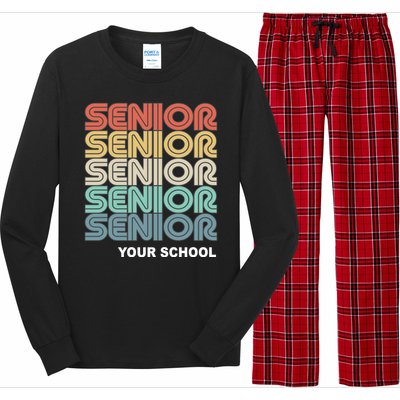 Retro Seniors Graduation Custom School Name Long Sleeve Pajama Set