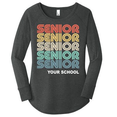 Retro Seniors Graduation Custom School Name Women's Perfect Tri Tunic Long Sleeve Shirt