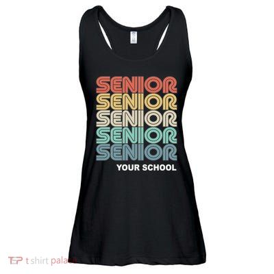 Retro Seniors Graduation Custom School Name Ladies Essential Flowy Tank