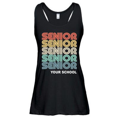 Retro Seniors Graduation Custom School Name Ladies Essential Flowy Tank