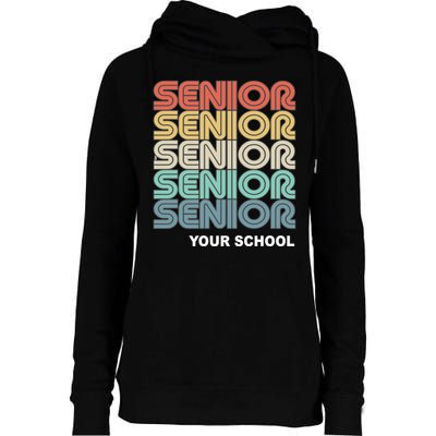 Retro Seniors Graduation Custom School Name Womens Funnel Neck Pullover Hood