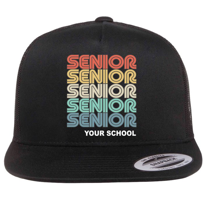 Retro Seniors Graduation Custom School Name Flat Bill Trucker Hat