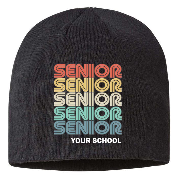 Retro Seniors Graduation Custom School Name Sustainable Beanie