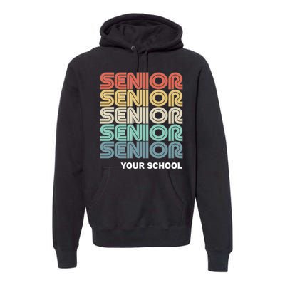 Retro Seniors Graduation Custom School Name Premium Hoodie