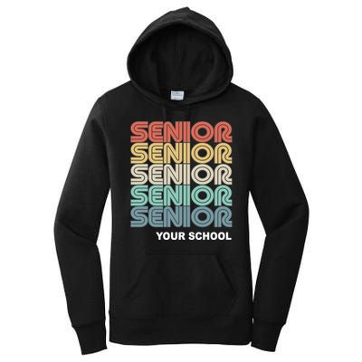 Retro Seniors Graduation Custom School Name Women's Pullover Hoodie