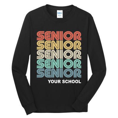 Retro Seniors Graduation Custom School Name Tall Long Sleeve T-Shirt