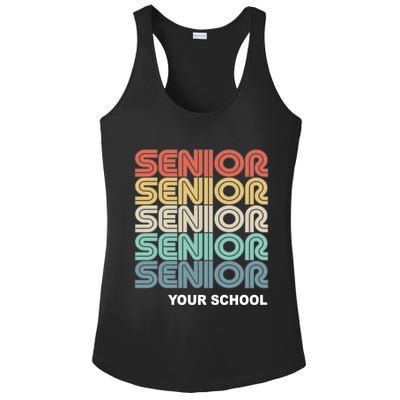 Retro Seniors Graduation Custom School Name Ladies PosiCharge Competitor Racerback Tank