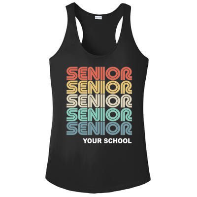 Retro Seniors Graduation Custom School Name Ladies PosiCharge Competitor Racerback Tank