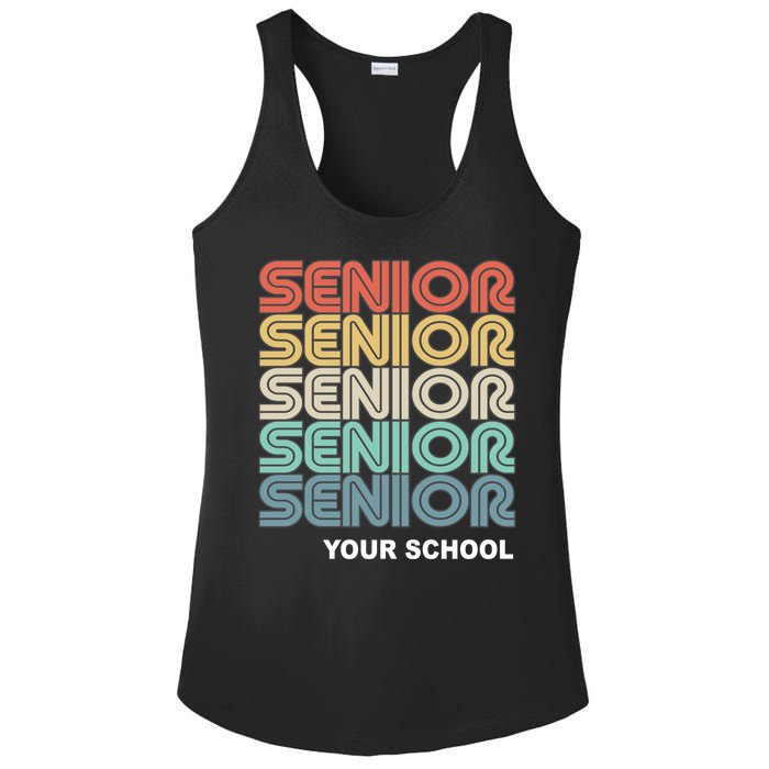 Retro Seniors Graduation Custom School Name Ladies PosiCharge Competitor Racerback Tank