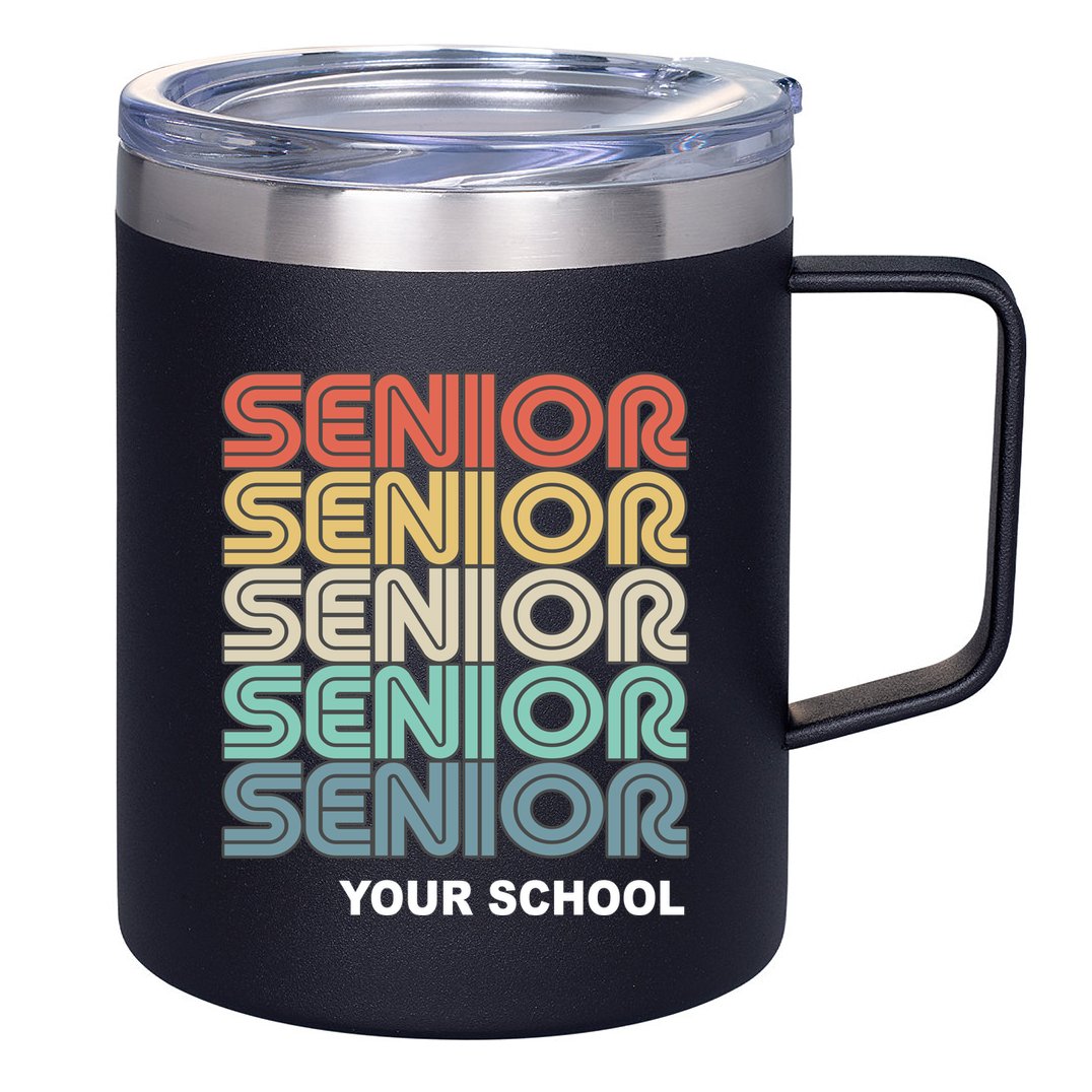 Retro Seniors Graduation Custom School Name 12oz Stainless Steel Coffee Mug