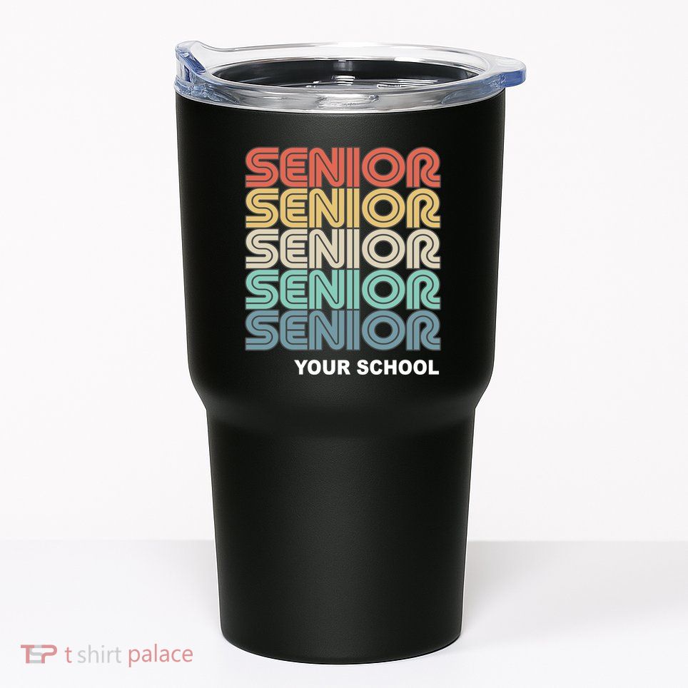 Retro Seniors Graduation Custom School Name Tumbler