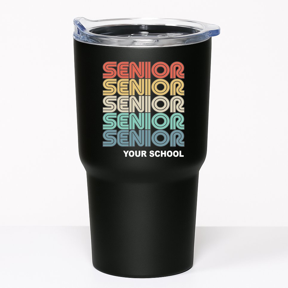 Retro Seniors Graduation Custom School Name Tumbler