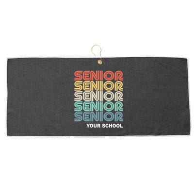 Retro Seniors Graduation Custom School Name Large Microfiber Waffle Golf Towel