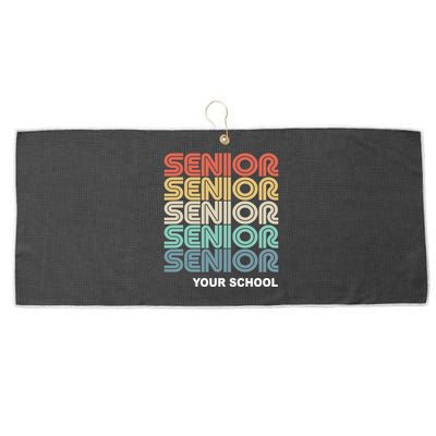 Retro Seniors Graduation Custom School Name Large Microfiber Waffle Golf Towel