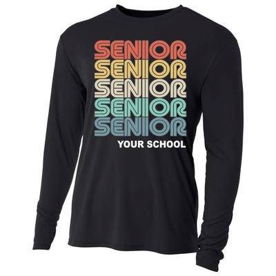 Retro Seniors Graduation Custom School Name Cooling Performance Long Sleeve Crew